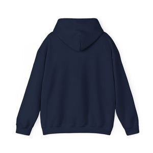 Back of the navy Nook & Things hoodie, plain