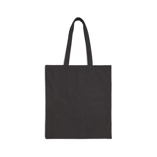Back of the black canvas tote bag, plain with 20 inch handles