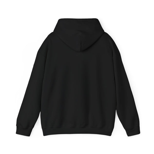 Back of the black Nook & Things bookish hoodie, plain