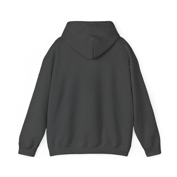 Back of the dark heather grey Nook & Things hoodie, plain