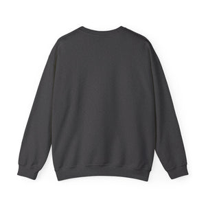 Back of the dark heather grey Nook & Things crewneck sweatshirt, plain