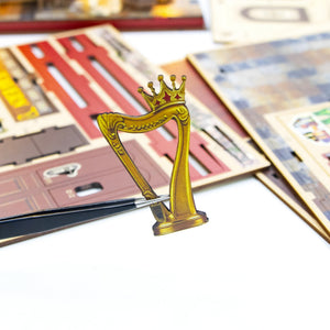 Nook & Things Crown Tavern DIY miniature kit, pressing the harp out of the sheet