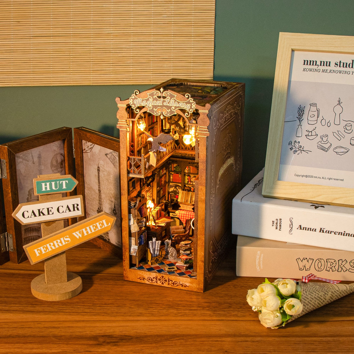 Nook & Things Magical Library on a bookshelf